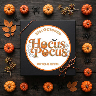 Hocus Pocus Orange Kürbisse Fledermaus Verzierte T Runder Aufkleber