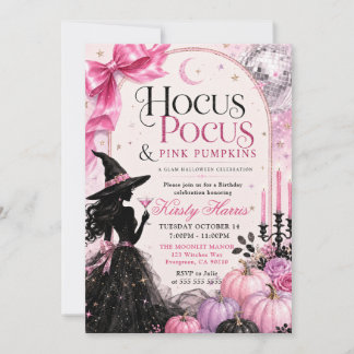 Hocus Pocus & Pink Kürbisse Geburtstag Einladung
