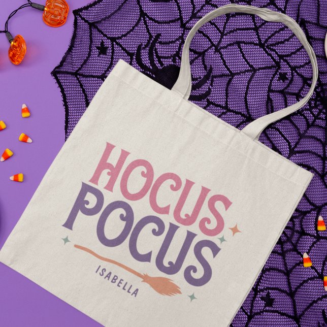Hocus Pocus Pink Lila Halloween Personalisiert Tragetasche (Von Creator hochgeladen)