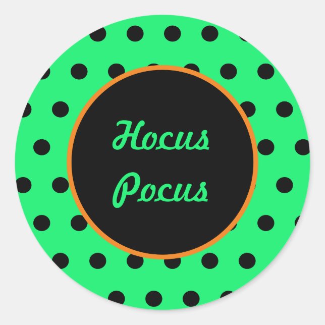 Hocus Pocus Round Stickers (Neon Green & Black) (Vorderseite)