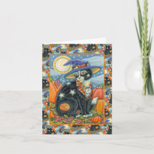 HOCUS POCUS SCHWARZE KATZE HEXE & MAUS HALLOWEEN FEIERTAGSKARTE