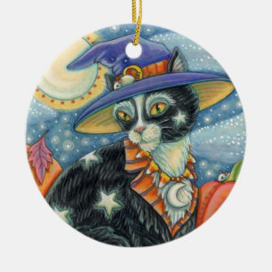 HOCUS POCUS SCHWARZE KATZKRAFT UND MAUSHALLOWEE KERAMIK ORNAMENT