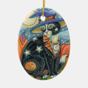 HOCUS POCUS SCHWARZE KATZKRAFT UND MAUSHALLOWEE KERAMIK ORNAMENT