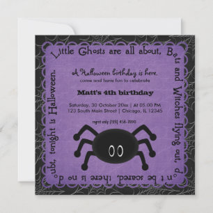Hocus Pocus Spider Birthday (Lila) Einladung