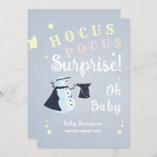 Hocus Pocus Surprise Baby Winter Snowman Schwanger Einladung