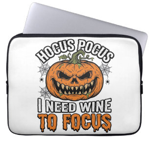 Hocus Pocus Wein-Kürbis Halloween-Shirt-Design_1 Laptopschutzhülle
