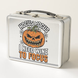 Hocus Pocus Wein-Kürbis Halloween-Shirt-Design_1 Metall Brotdose