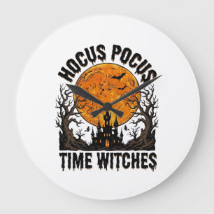 Hocus Pocus Zeit Hexen Vintage Halloween-Shirt D Große Wanduhr