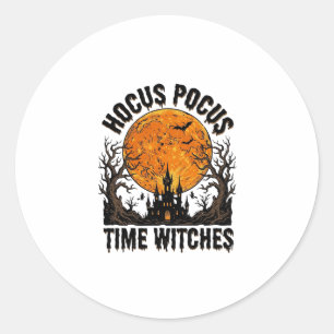 Hocus Pocus Zeit Hexen Vintage Halloween-Shirt D Runder Aufkleber