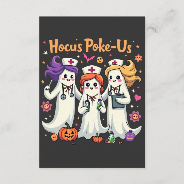 Hocus-Poke Us Nursing Spooky Halloween Ghost Begleitkarte (Vorderseite)