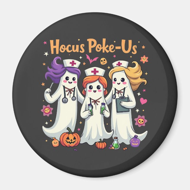 Hocus-Poke Us Nursing Spooky Halloween Ghost Magnet (Vorne)