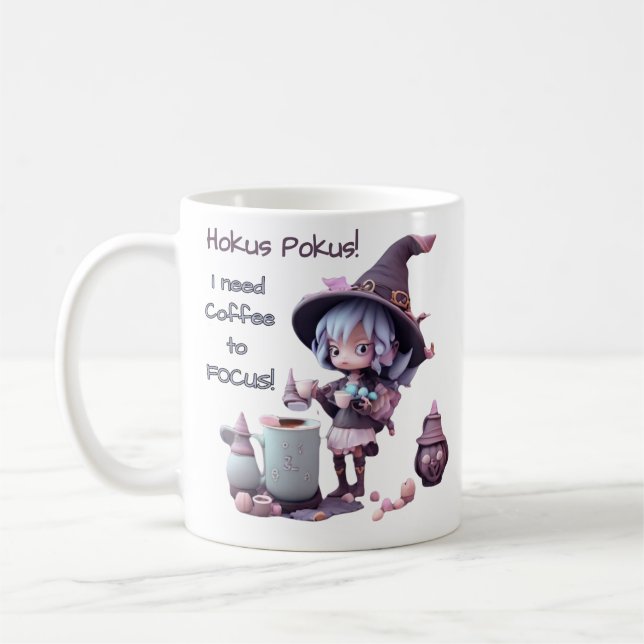 Hocus Pokus Ich brauche Kaffee zu FOCUS! Mug Kaffeetasse (Links)