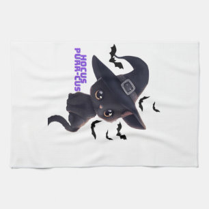 Hocus Purr-cus Süße schwarze Katze Halloween Kunst Geschirrtuch