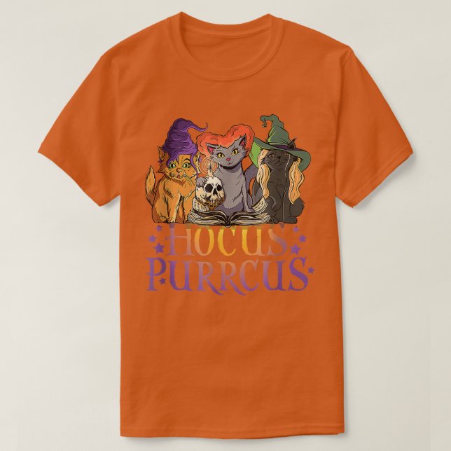 Hocus Purrcus Halloween Hexenkatzen Funny Parody T-Shirt (Design vorne)