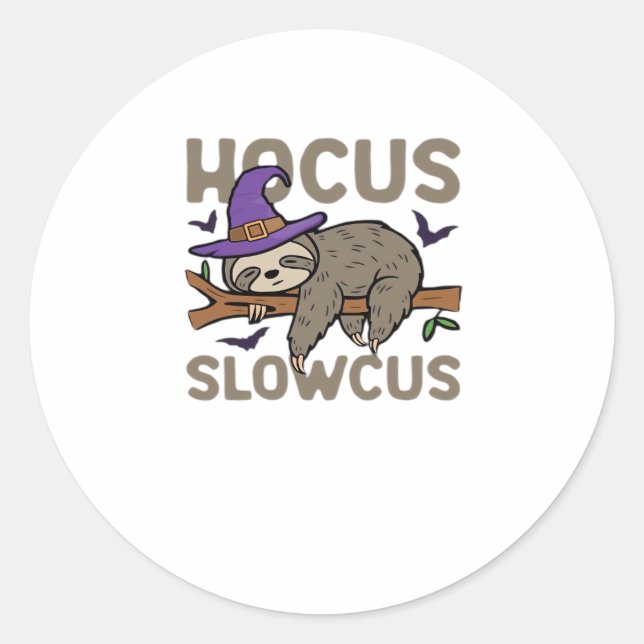 Hocus Slowcus Funny Halloween Sloth Classic T-Shir Runder Aufkleber (Vorderseite)