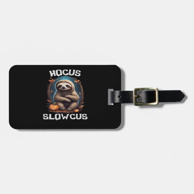 Hocus Slowcus Sloth liebt Halloween-Kostümtee E Gepäckanhänger (Vorderseite horizontal)