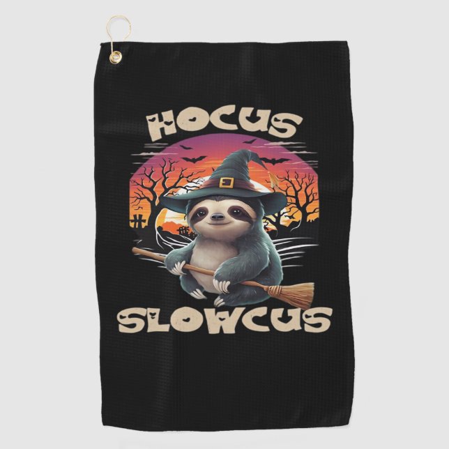 Hocus Slowcus Sloth liebt Halloween-Kostümtee E Golfhandtuch (Vorderseite)