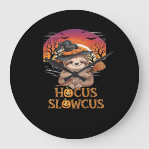 Hocus Slowcus Sloth liebt Halloween-Kostümtee E Große Wanduhr