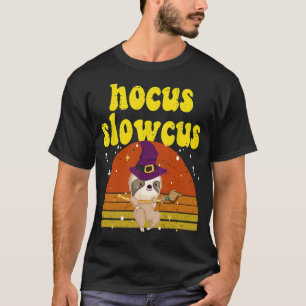 Hocus Slowcus Witch Sloth Retro Cute Animal Hallow T-Shirt