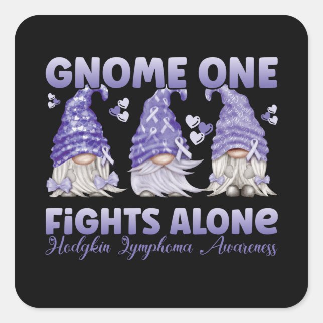 Hodgkin Lymphom Cancer Violet Ribbon Gnome Quadratischer Aufkleber (Vorderseite)