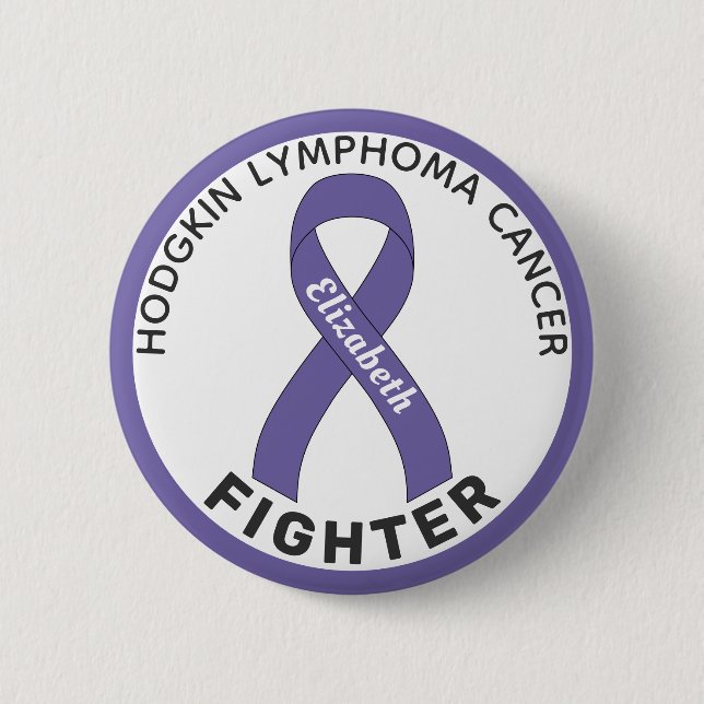 Hodgkin Lymphom Fighter Ribbon White Button (Vorderseite)