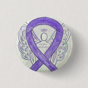 Hodgkin-Lymphom-Kunst-Engel-Violettes-Band-Ansteck Button