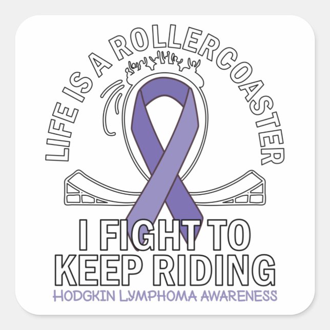 Hodgkin Lymphoma cancer awareness violet ribbon Quadratischer Aufkleber (Vorderseite)