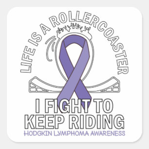 Hodgkin Lymphoma cancer awareness violet ribbon Quadratischer Aufkleber