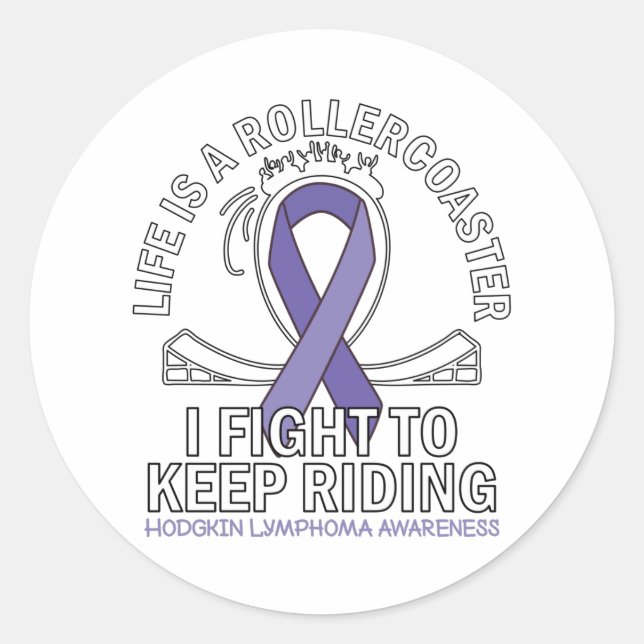 Hodgkin Lymphoma cancer awareness violet ribbon Runder Aufkleber (Vorderseite)