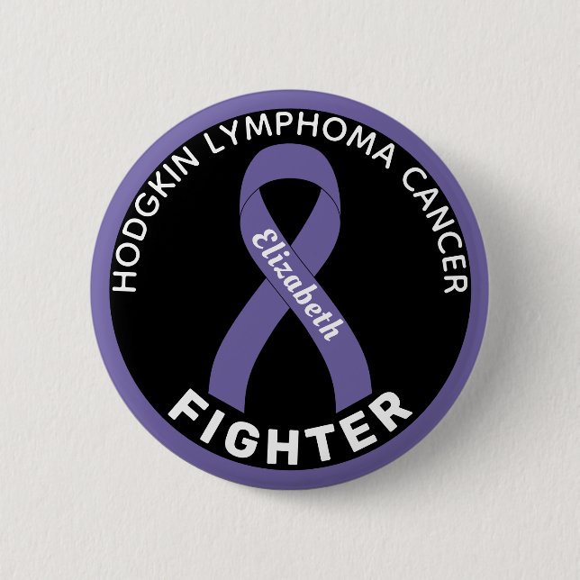Hodgkin Lymphoma Fighter Ribbon Black Button (Vorderseite)
