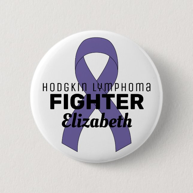 Hodgkin Lymphoma Ribbon White Button (Vorderseite)