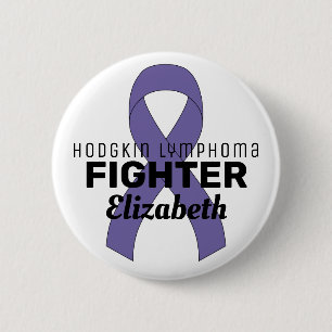 Hodgkin Lymphoma Ribbon White Button