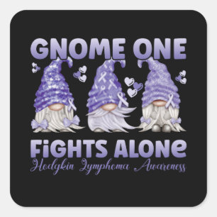 Hodgkin Lymphooma Cancer Violet Ribbon Gnome Quadratischer Aufkleber