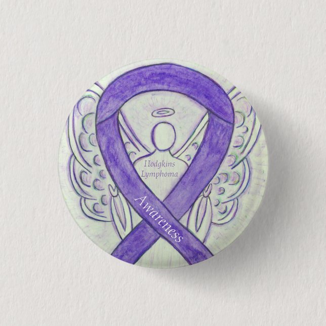Hodgkins Lymphom Art Angel Violet Ribbon Buttone Button (Vorderseite)