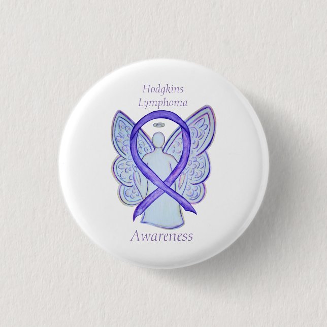 Hodgkins Lymphom Art Angel Violet Ribbon Buttone Button (Vorderseite)