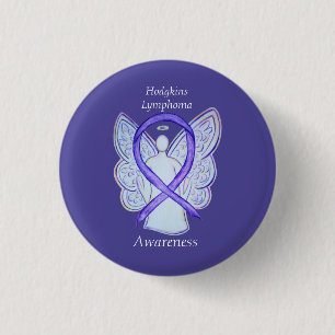 Hodgkins Lymphom Art Angel Violet Ribbon Buttone Button