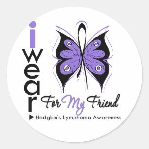 Hodgkins Lymphom trage ich Schmetterlings-Band Runder Aufkleber
