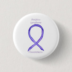 Hodgkins Lymphoma Art Violet Ribbon Custom Buttone Button