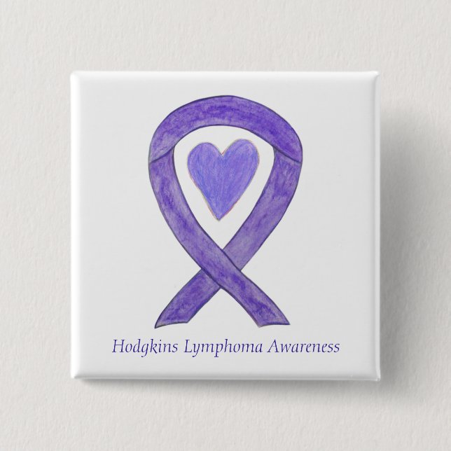 Hodgkins Lymphoma Awareness Ribbon Herz Buttone Button (Vorderseite)