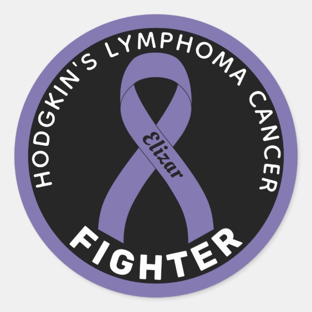 Hodgkin's Lymphoma Cancer Fighter Ribbon Black Runder Aufkleber (Vorderseite)
