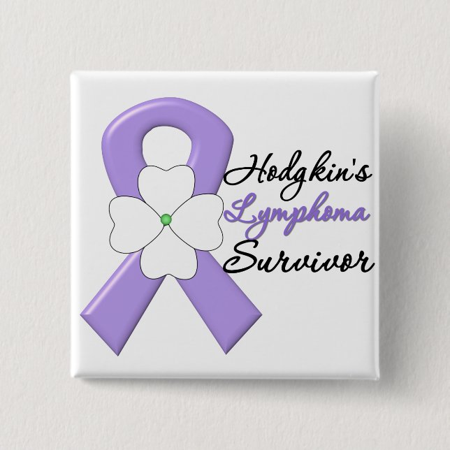 Hodgkin's Lymphoma Survivor Blume Ribbon Button (Vorderseite)