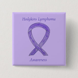 Hodgkins Lymphoma Violet Ribbon Custom Art Button