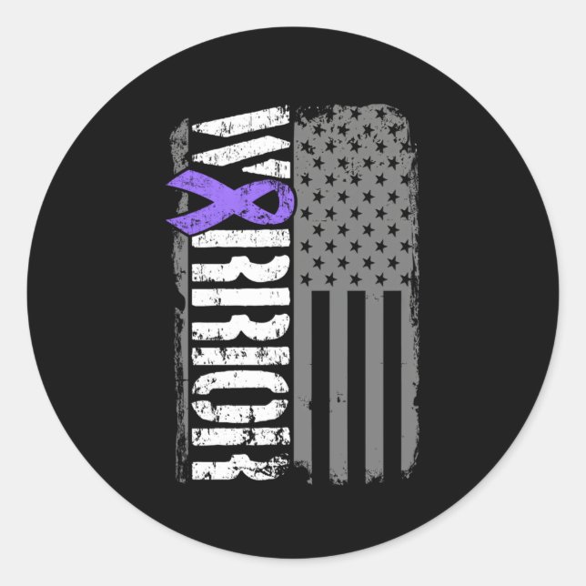 Hodgkins Lymphoma Warrior American Flag Runder Aufkleber (Vorderseite)