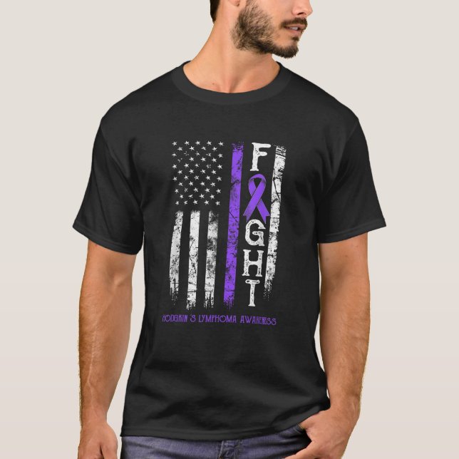 Hodgkin's Lymphoma Warrior US Flag T-Shirt (Vorderseite)