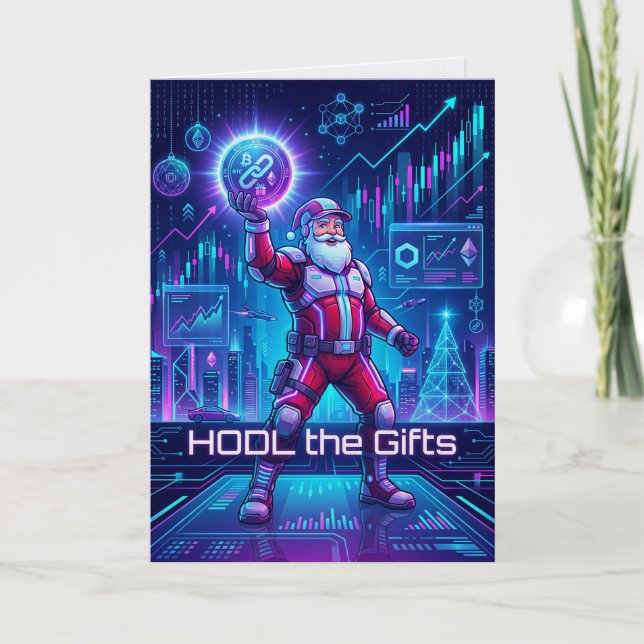 HODL Das Geschenk Krypto-Weihnachtskarte Bitcoin H Dankeskarte (Vorderseite)