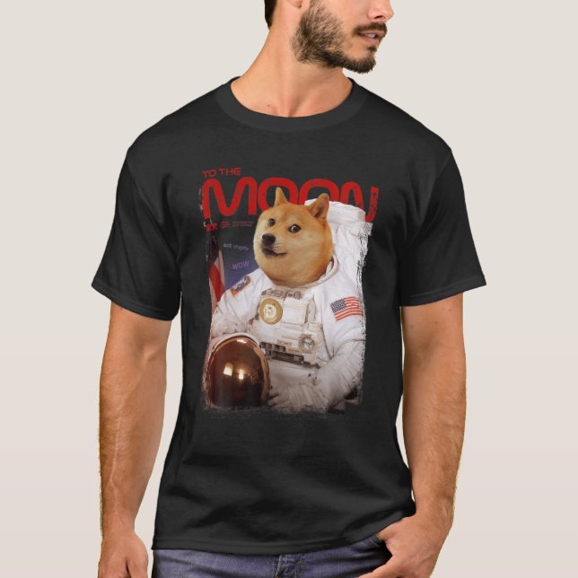 HODL DOGE to Moon Astronaut DOGE Crypto Meme D T-Shirt (Vorderseite)