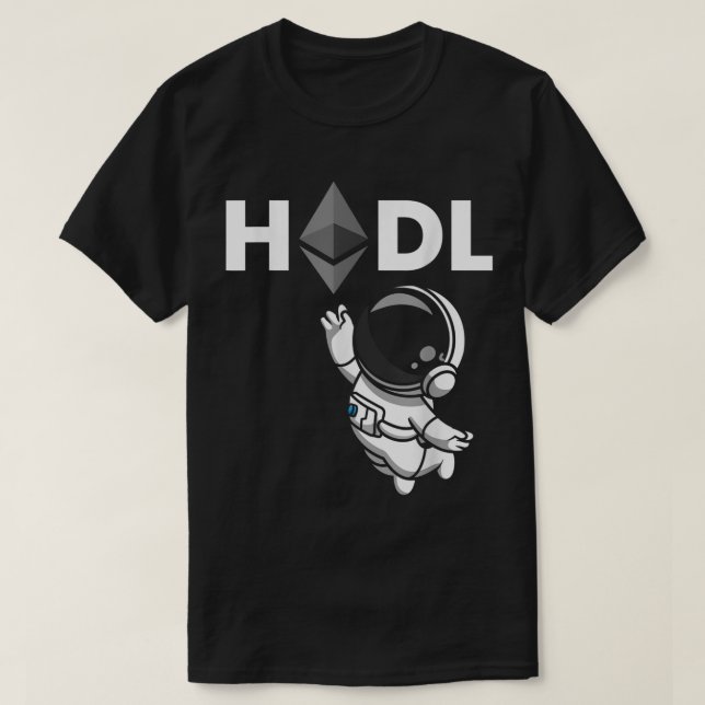 HODL Ethereum Astronaut Krypto-Design T-Shirt (Design vorne)