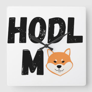 Hodl Me Shiba Inu Crypto Square Wall Clock Quadratische Wanduhr