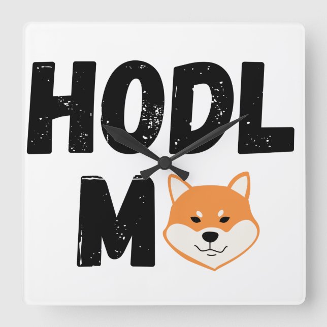 Hodl Me Shiba Inu Crypto Square Wall Clock Quadratische Wanduhr (Vorderseite)