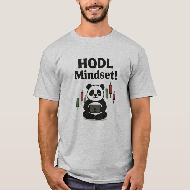 HODL Mindset Panda - Crypto Trading Motivation T-Shirt (Vorderseite)
